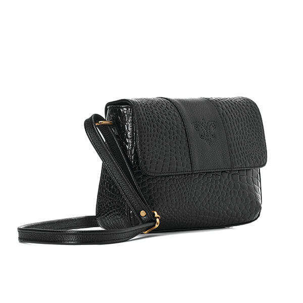 Black Croc Leather Cross Bag