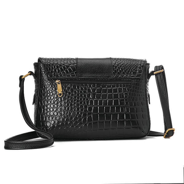Black Croc Leather Cross Bag