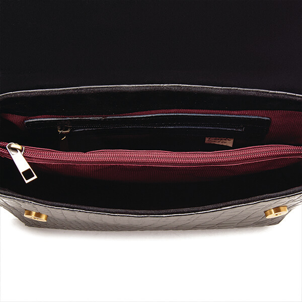 Black Croc Leather Cross Bag