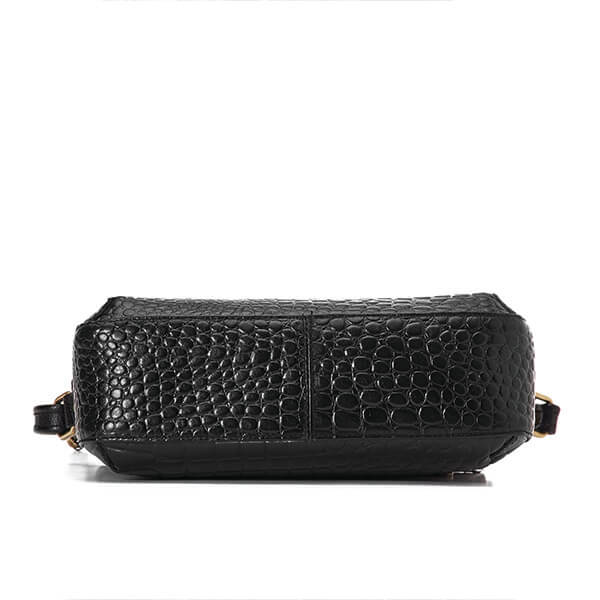 Black Croc Leather Cross Bag