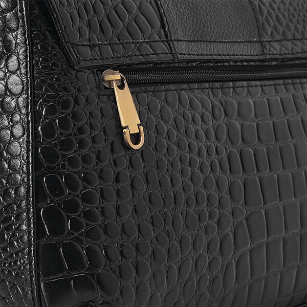 Black Croc Leather Cross Bag