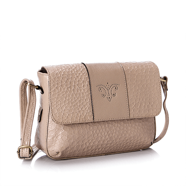 Beige Croc Leather Cross Bag