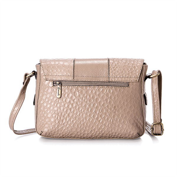 Beige Croc Leather Cross Bag