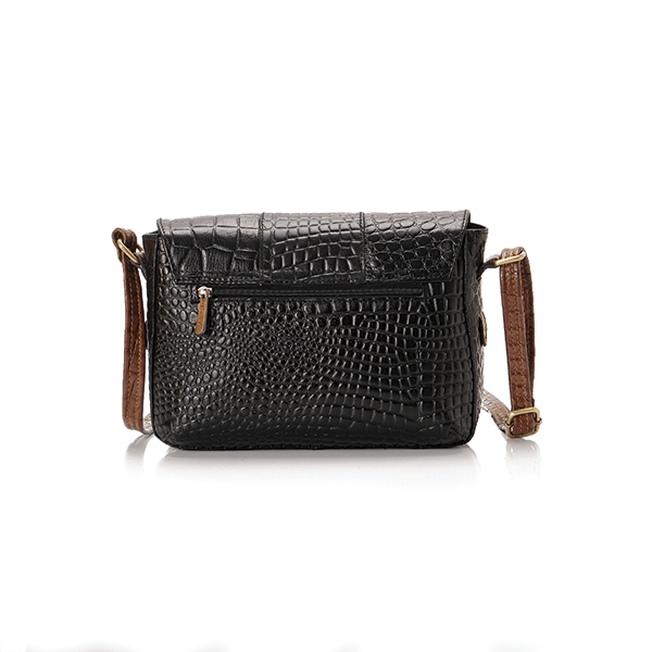 Black * Havana Croc Leather Cross Bag