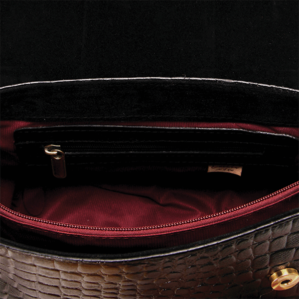 Black * Havana Croc Leather Cross Bag