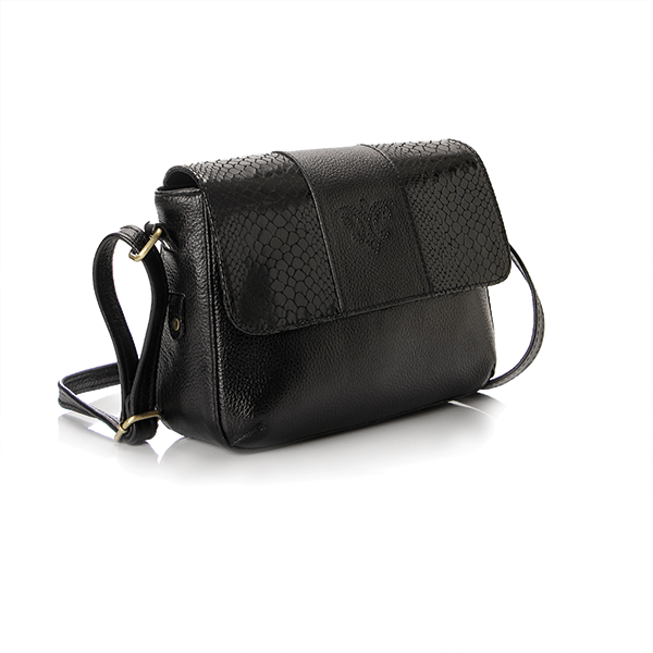 Black Lizard Leather Cross Bag