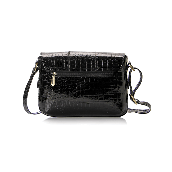 Black Metallic Leather Cross Bag