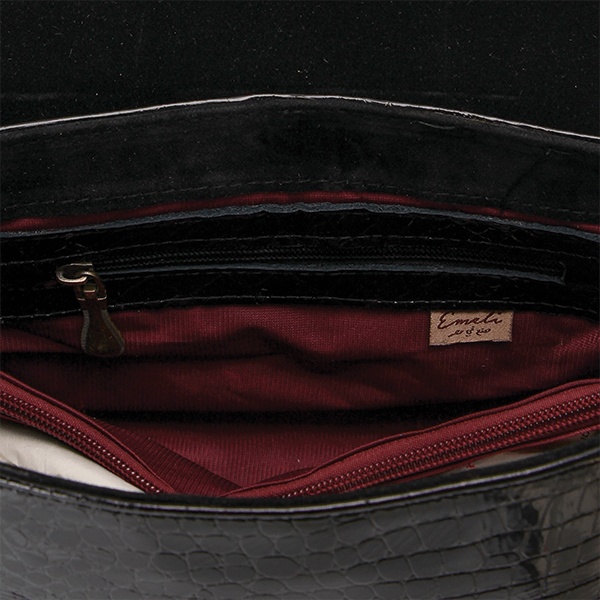 Black Metallic Leather Cross Bag