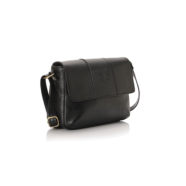 Black Vegan Leather Cross Bag