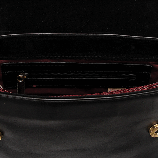 Black Vegan Leather Cross Bag