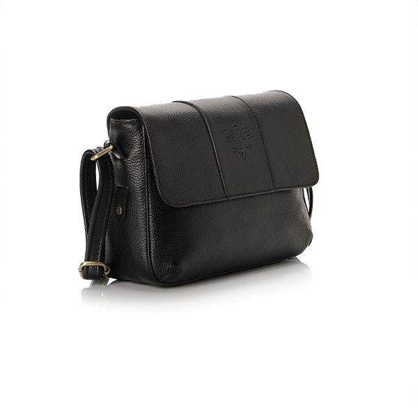 Black Matt Leather Cross Bag
