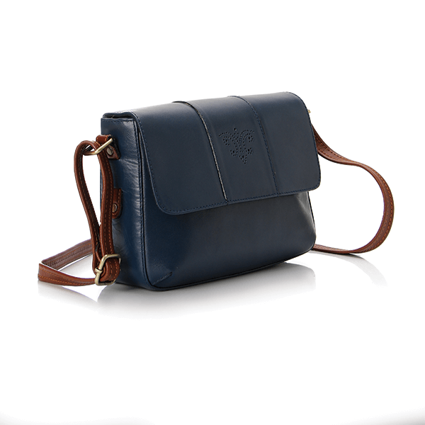 Navy Blue * Havana Leather Cross Bag
