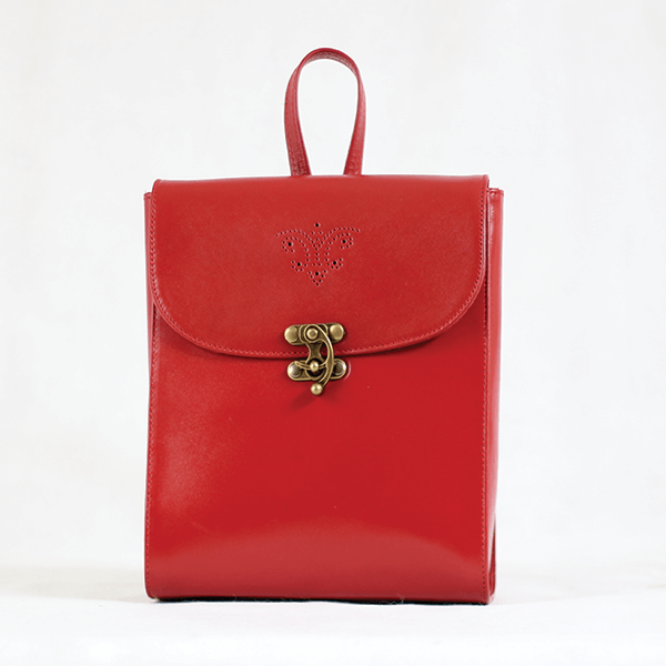 Red Brogue Leather Backpack