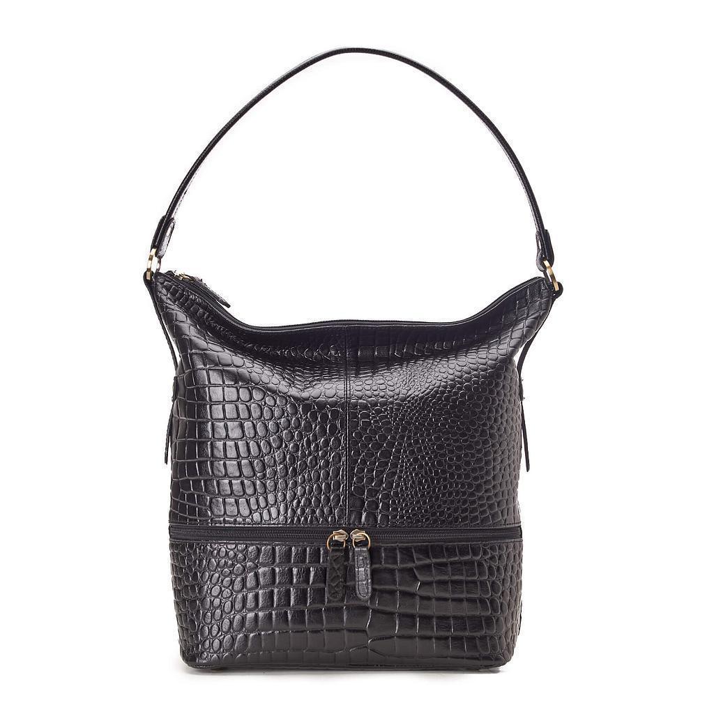Black Croc Folded Tote