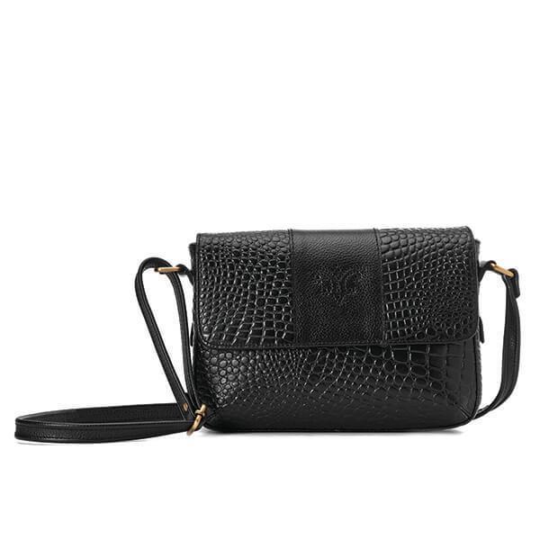 Black Croc Leather Cross Bag