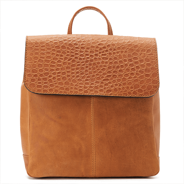 Vintage Havana Leather Flap Backpack