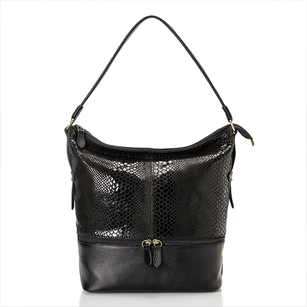 Black Lizard Print Folded Tote