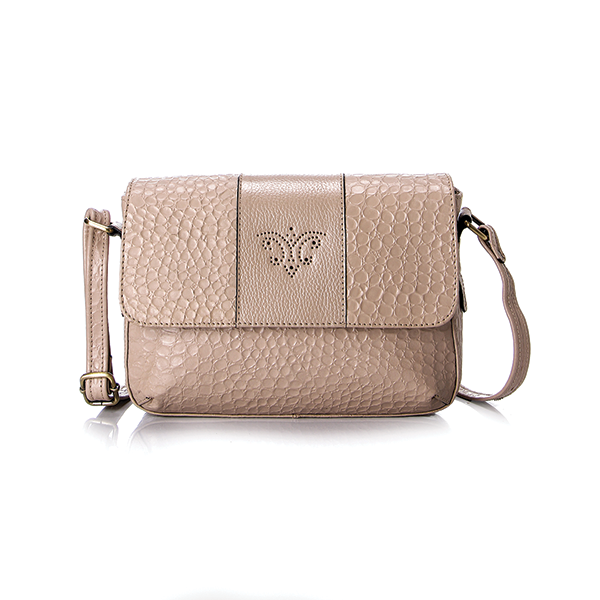 Beige Croc Leather Cross Bag
