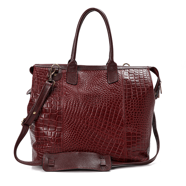 Burgundy Croc Duffel Bag