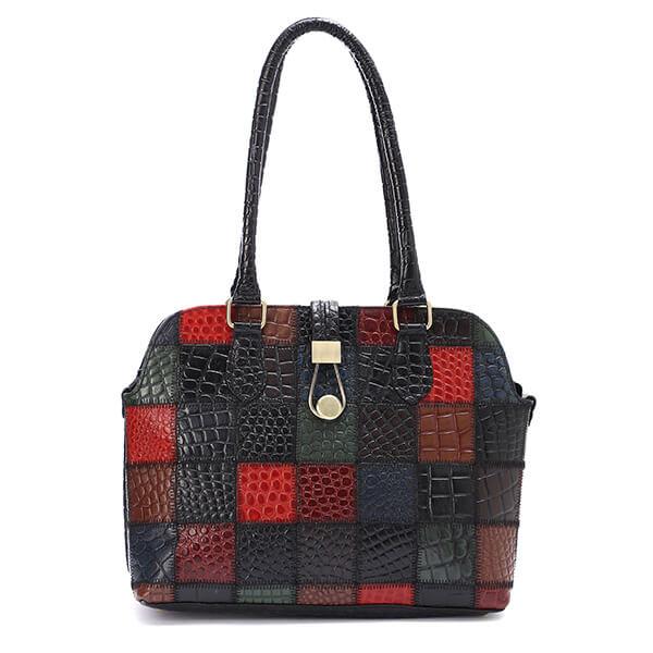 Patchwork * Black Croc Buckle Handbag