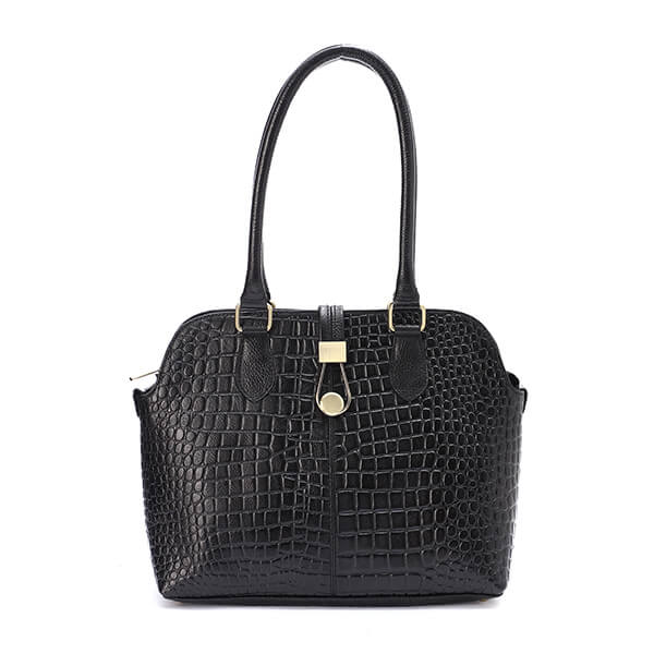Black Croc Buckle Handbag