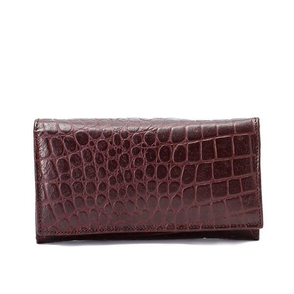 Burgundy Croc Flap Wallet