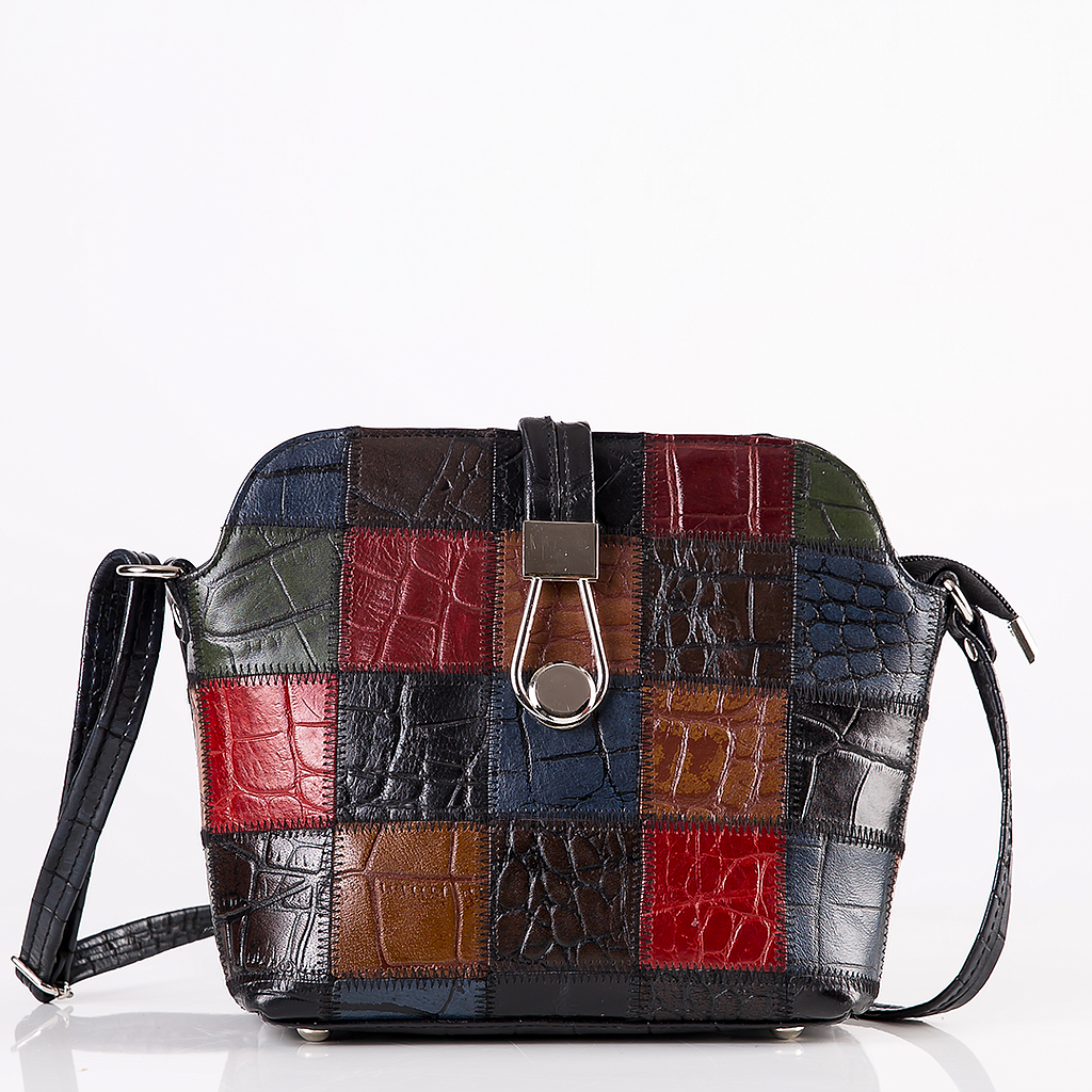 Patchwork * Black Crossbody Bag With Buckle