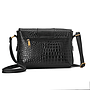 Black Croc Leather Cross Bag