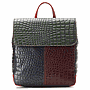 Multicolored Croc Leather Flap Backpack